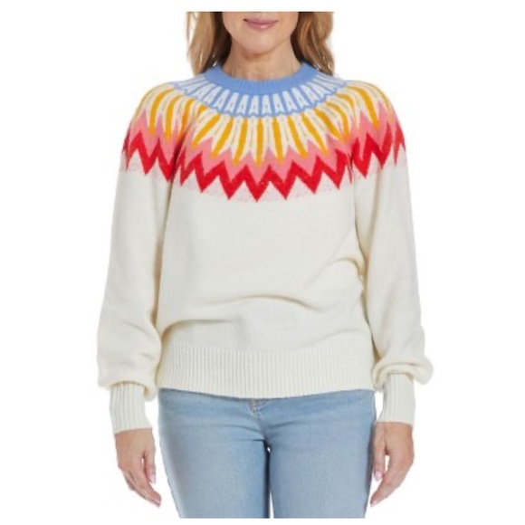 NWT French Connection Essentials Fair Isle Sweater - Picture 1 of 7